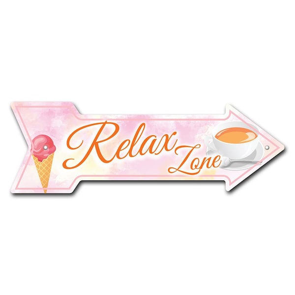Relax Zone Arrow Sign Funny Home Decor 24in Wide